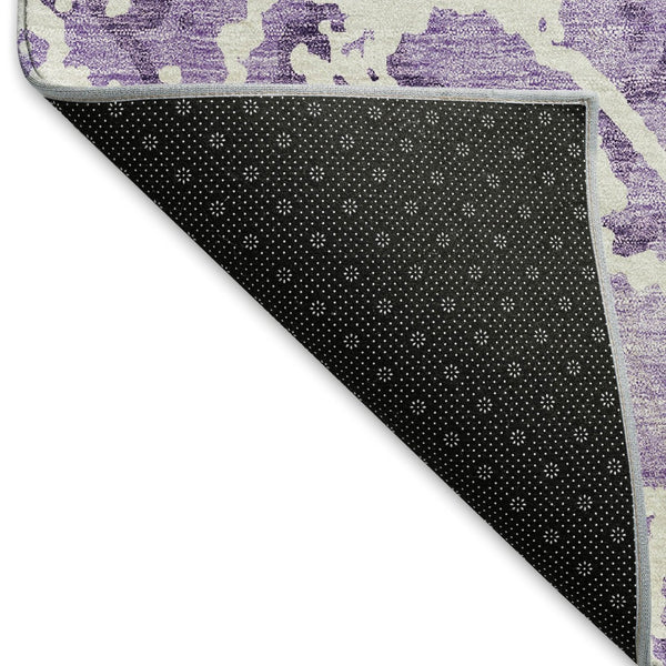 HomeRoots 8' X 10' Lilac & Ivory Abstract Area Rug – Washable, UV-Protected, Stain-Resistant for Easy Care! 676666