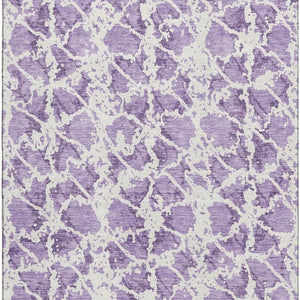 HomeRoots 8' X 10' Lilac & Ivory Abstract Area Rug – Washable, UV-Protected, Stain-Resistant for Easy Care! 676666