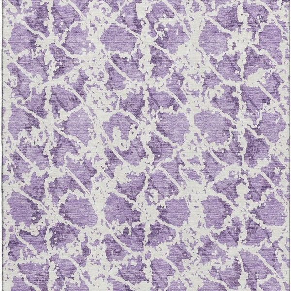 HomeRoots 8' X 10' Lilac & Ivory Abstract Area Rug – Washable, UV-Protected, Stain-Resistant for Easy Care! 676666