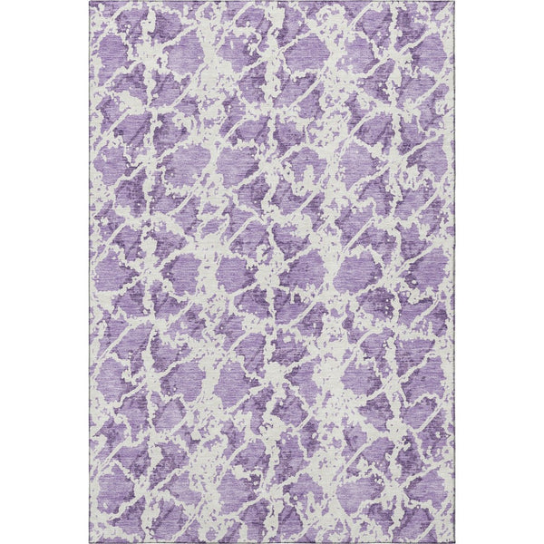 HomeRoots 8' X 10' Lilac & Ivory Abstract Area Rug – Washable, UV-Protected, Stain-Resistant for Easy Care! 676666