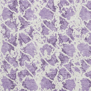 HomeRoots 9' X 12' Lilac & Ivory Abstract Washable Area Rug - Modern Style with UV Protection for Busy Homes 676667