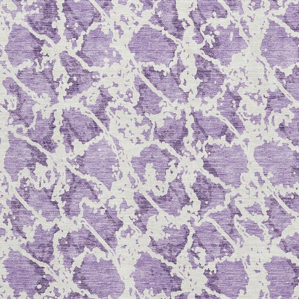HomeRoots 9' X 12' Lilac & Ivory Abstract Washable Area Rug - Modern Style with UV Protection for Busy Homes 676667