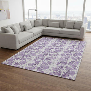 HomeRoots 10' X 14' Lilac & Ivory Abstract Area Rug - Washable, UV-Protected, Stylish & Durable for Every Space 676668