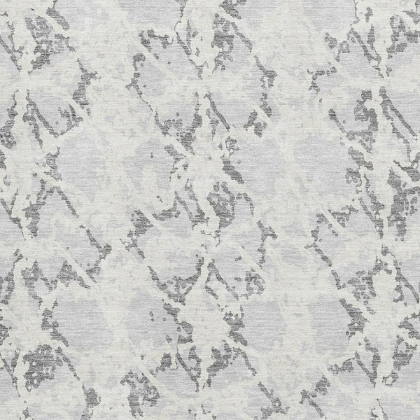 HomeRoots 8' X 10' Stylish Silver Gray & Ivory Abstract Washable Area Rug with UV Protection & Durability 676672