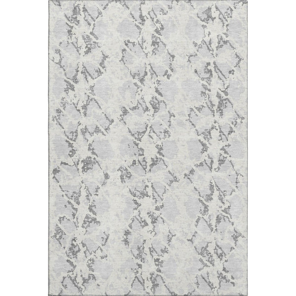 HomeRoots 9' X 12' Silver Gray & Ivory Abstract Area Rug – Stain Resistant, UV Protected, Modern Elegance 676673