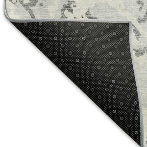 HomeRoots 9' X 12' Silver Gray & Ivory Abstract Area Rug – Stain Resistant, UV Protected, Modern Elegance 676673