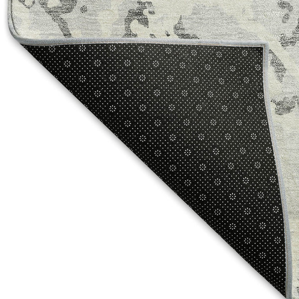 HomeRoots 9' X 12' Silver Gray & Ivory Abstract Area Rug – Stain Resistant, UV Protected, Modern Elegance 676673
