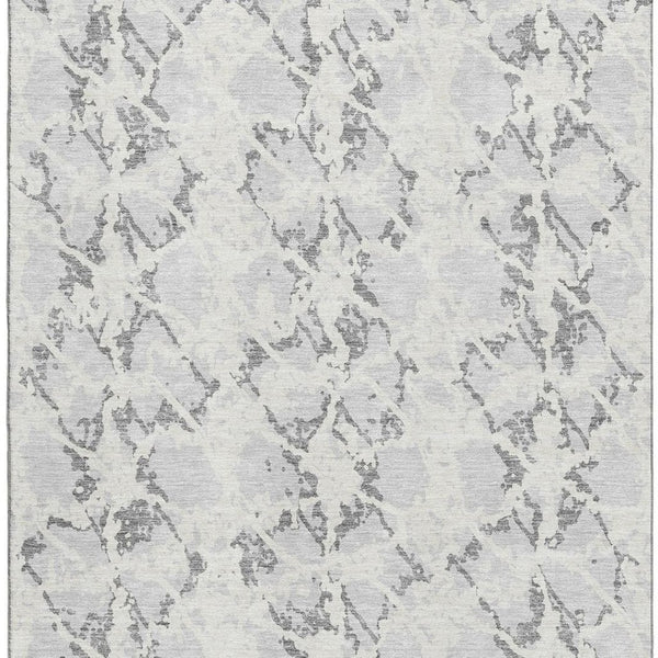 HomeRoots 9' X 12' Silver Gray & Ivory Abstract Area Rug – Stain Resistant, UV Protected, Modern Elegance 676673