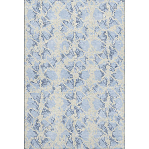 HomeRoots 5' X 8' Sky Blue & Ivory Abstract Washable Rug - Durable, UV Protected, Stain Resistant for Stylish Homes 676676