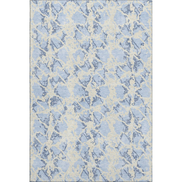 HomeRoots 5' X 8' Sky Blue & Ivory Abstract Washable Rug - Durable, UV Protected, Stain Resistant for Stylish Homes 676676