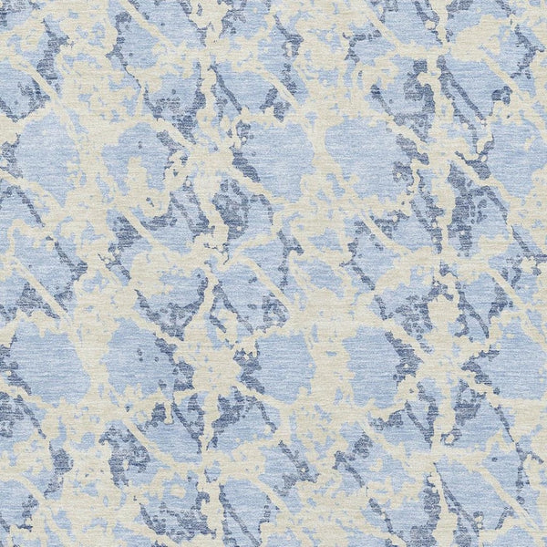 HomeRoots 5' X 8' Sky Blue & Ivory Abstract Washable Rug - Durable, UV Protected, Stain Resistant for Stylish Homes 676676