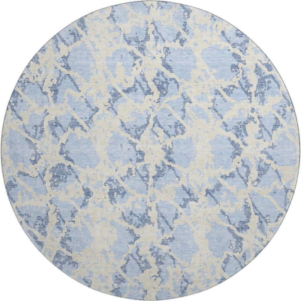 HomeRoots 8' Sky Blue and Ivory Abstract Rug – Washable, UV Protected, Stylish & Stain-Resistant for Any Space 676677