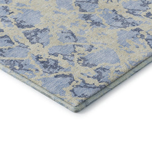 HomeRoots 8' Sky Blue and Ivory Abstract Rug – Washable, UV Protected, Stylish & Stain-Resistant for Any Space 676677