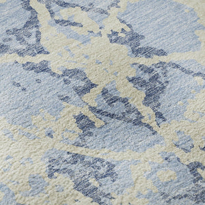 HomeRoots 8' Sky Blue and Ivory Abstract Rug – Washable, UV Protected, Stylish & Stain-Resistant for Any Space 676677