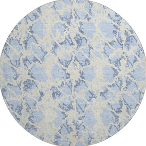 HomeRoots 8' Sky Blue and Ivory Abstract Rug – Washable, UV Protected, Stylish & Stain-Resistant for Any Space 676677