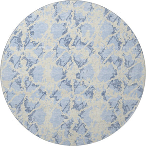 HomeRoots 8' Sky Blue and Ivory Abstract Rug – Washable, UV Protected, Stylish & Stain-Resistant for Any Space 676677