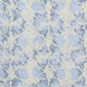 HomeRoots 8' X 10' Sky Blue and Ivory Abstract Washable Area Rug with UV Protection for Modern Living Spaces 676678