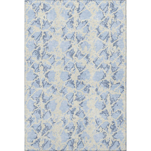 HomeRoots 8' X 10' Sky Blue and Ivory Abstract Washable Area Rug with UV Protection for Modern Living Spaces 676678