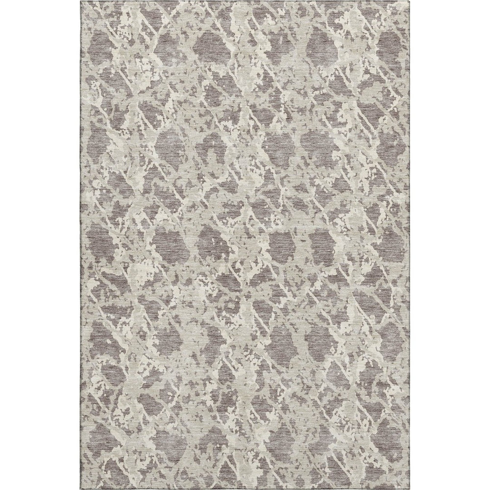 HomeRoots 8' X 10' Abstract Washable Area Rug in Taupe Beige & Ivory - UV Protected, Durable & Stylish Design 676684