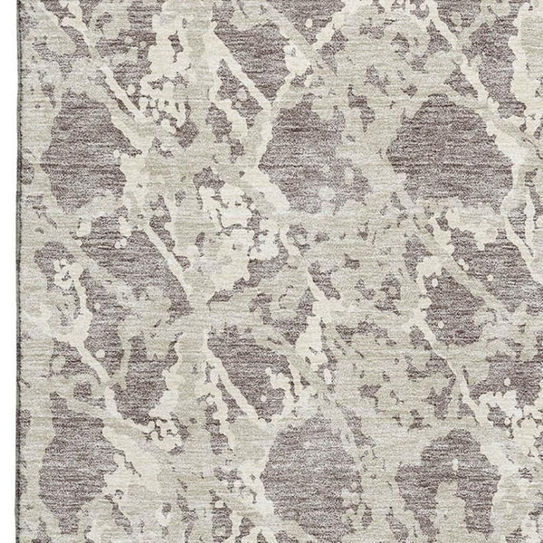 HomeRoots 10' X 14' Washable Taupe Beige Ivory Abstract Area Rug with UV Protection for Modern Living Spaces 676686