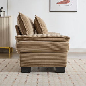 English Elm Corduroy Modern Sofa Sleeper Loveseat with Double-Layer Cushions, Two Pillows, Sturdy Frame 84" khaki W676P227338