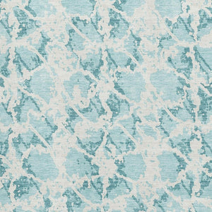 HomeRoots 9' X 12' Teal and Ivory Abstract Washable Area Rug - Durable, UV-Protected, Perfect for High-Traffic Spaces 676691
