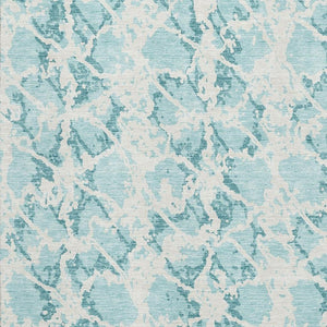 HomeRoots 10' X 14' Teal & Ivory Abstract Washable Area Rug with UV Protection for Modern Living Spaces 676692