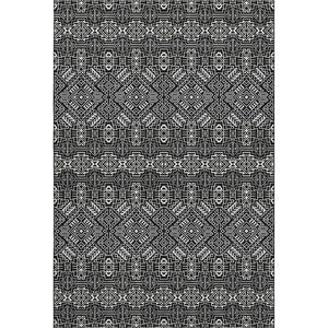 HomeRoots 8' X 10' Southwestern Area Rug - Black & Ivory, Washable, UV Protected, Stain-Resistant for Homes 676696