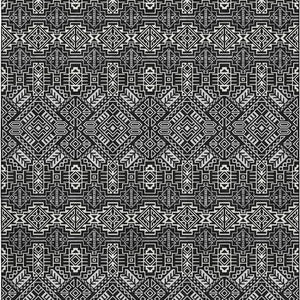 HomeRoots 8' X 10' Southwestern Area Rug - Black & Ivory, Washable, UV Protected, Stain-Resistant for Homes 676696