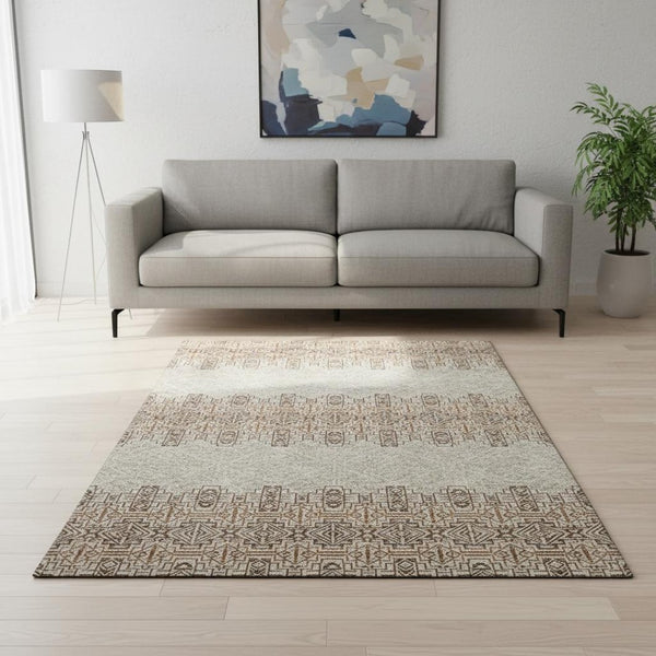 HomeRoots 5' X 8' Brown And Beige Southwestern Area Rug - Durable, Washable, UV Protected for High-Traffic Areas 676700