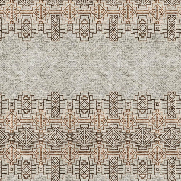HomeRoots 5' X 8' Brown And Beige Southwestern Area Rug - Durable, Washable, UV Protected for High-Traffic Areas 676700