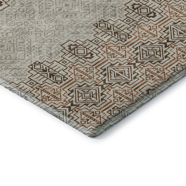 HomeRoots 8' Southwestern Round Rug - Durable, Washable, UV-Protected Design in Brown & Beige for Versatile Style 676701