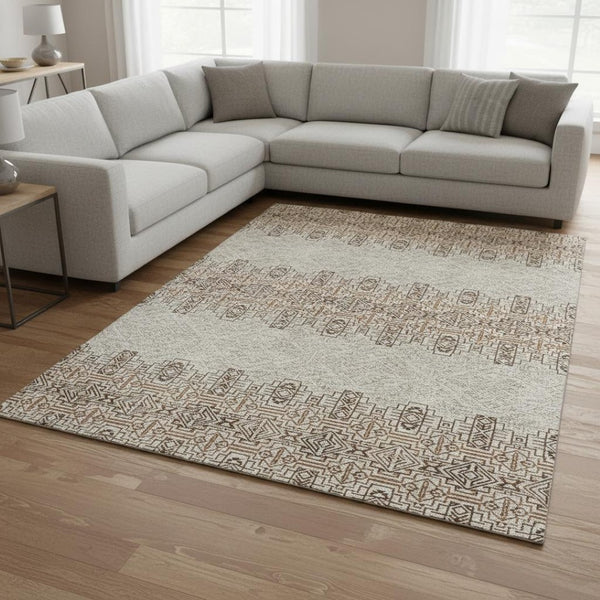 HomeRoots 8' X 10' Southwestern Washable Area Rug – UV Protected, Stain-Resistant, Durable Design for Homes 676702