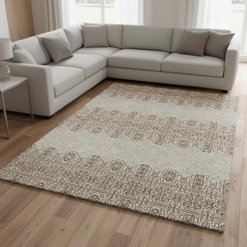HomeRoots 9' X 12' Southwestern Washable Area Rug with UV Protection - Stylish, Stain-Resistant Design for Homes 676703