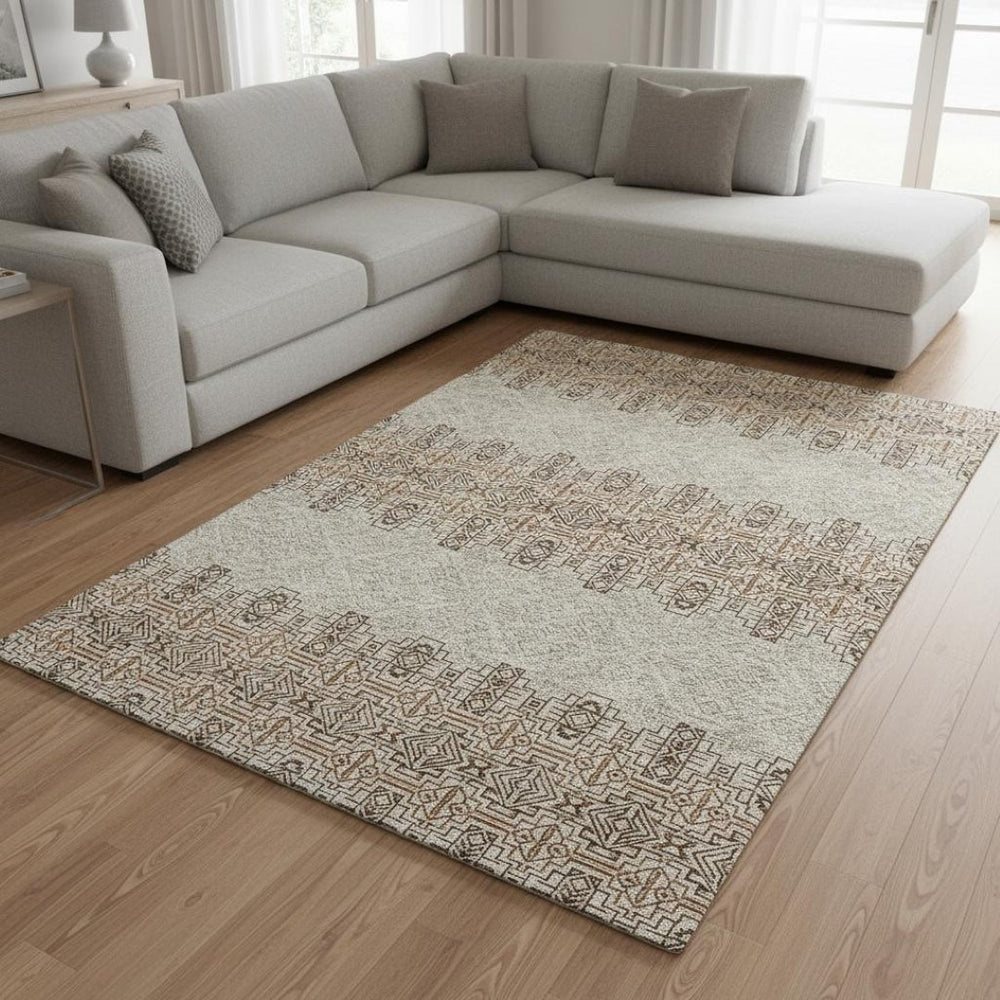 HomeRoots 10' Southwestern Washable Area Rug in Brown & Beige – UV Protected, Durable & Stylish for Homes 676704