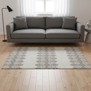 HomeRoots 5' X 8' Southwestern Area Rug in Chocolate Beige & Ivory - Washable, UV-Protected, Stain-Resistant! 676706