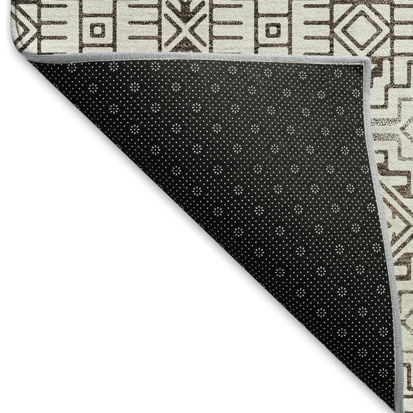 HomeRoots 5' X 8' Southwestern Area Rug in Chocolate Beige & Ivory - Washable, UV-Protected, Stain-Resistant! 676706