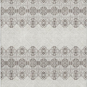 HomeRoots 5' X 8' Southwestern Area Rug in Chocolate Beige & Ivory - Washable, UV-Protected, Stain-Resistant! 676706