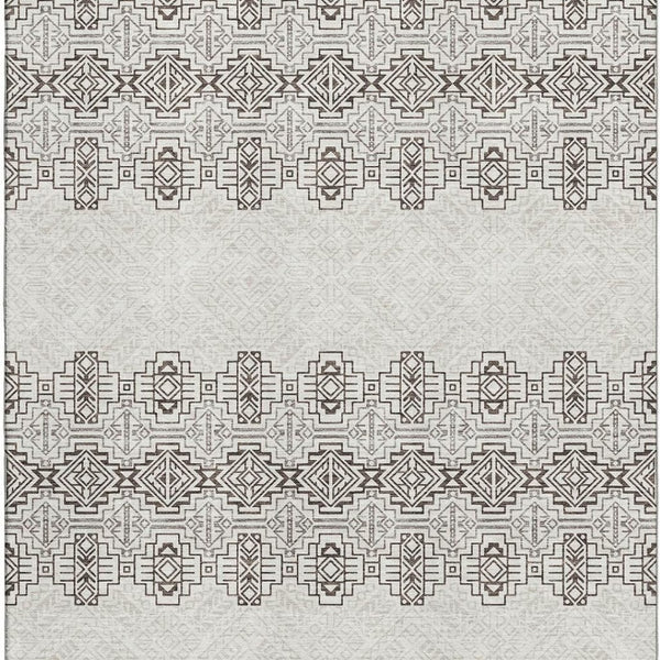 HomeRoots 5' X 8' Southwestern Area Rug in Chocolate Beige & Ivory - Washable, UV-Protected, Stain-Resistant! 676706