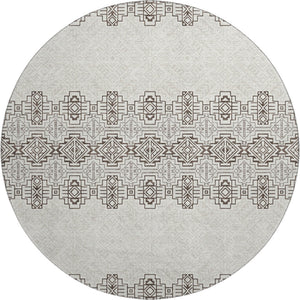 HomeRoots 8' Chocolate Beige and Ivory Southwestern Washable Area Rug with Stain Resistance & UV Protection 676707