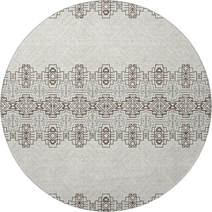 HomeRoots 8' Chocolate Beige and Ivory Southwestern Washable Area Rug with Stain Resistance & UV Protection 676707