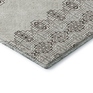 HomeRoots 8' X 10' Chocolate Beige & Ivory Southwestern Area Rug - Washable, Stain Resistant, UV Protected! 676708