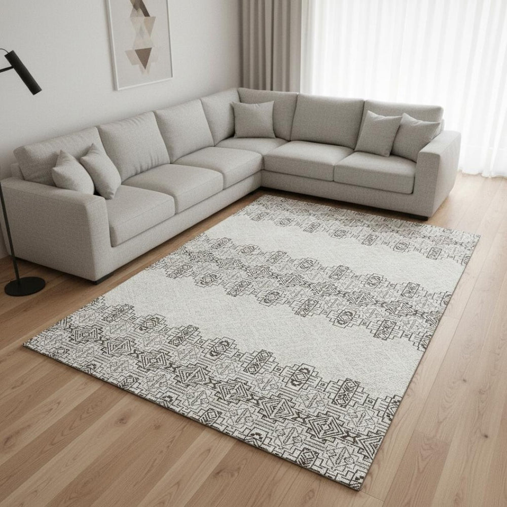 HomeRoots 9' X 12' Chocolate Beige & Ivory Southwestern Area Rug - UV Protected, Stain-Resistant Durability! 676709