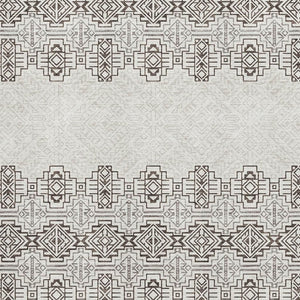 HomeRoots 9' X 12' Chocolate Beige & Ivory Southwestern Area Rug - UV Protected, Stain-Resistant Durability! 676709