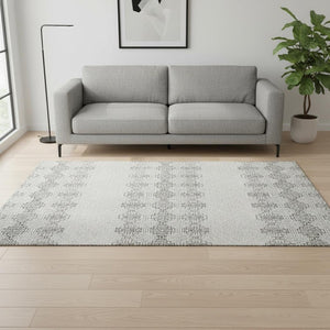 HomeRoots 5' X 8' Gray And Ivory Southwestern Washable Area Rug - Durable, UV-Protected, Stylish Comfort for Any Room 676712