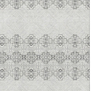 HomeRoots 8' X 10' Gray And Ivory Southwestern Washable Area Rug – UV Resistant, Durable & Stylish for Homes 676714