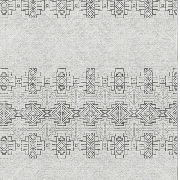 HomeRoots 8' X 10' Gray And Ivory Southwestern Washable Area Rug – UV Resistant, Durable & Stylish for Homes 676714