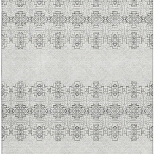 HomeRoots 9' X 12' Gray And Ivory Southwestern Washable Area Rug - Durable, Stylish, UV-Protected & Easy Care 676715