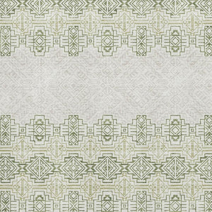 HomeRoots 5' X 8' Green And Ivory Southwestern Washable Area Rug – UV Protected, Stain Resistant, and Durable! 676718