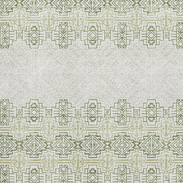 HomeRoots 5' X 8' Green And Ivory Southwestern Washable Area Rug – UV Protected, Stain Resistant, and Durable! 676718